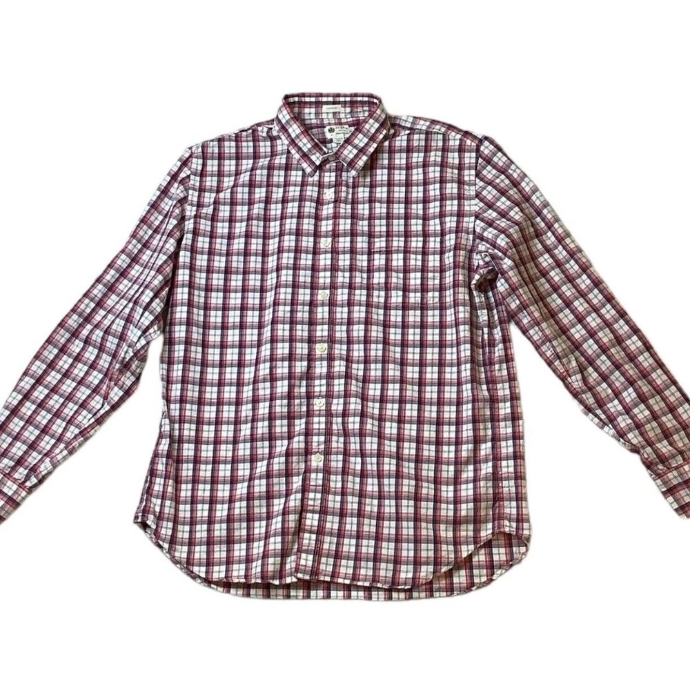 J.Crew Tailored Fit Check/Plaid Long Sleeve Button Up Shirt Mens XL Red/Blue